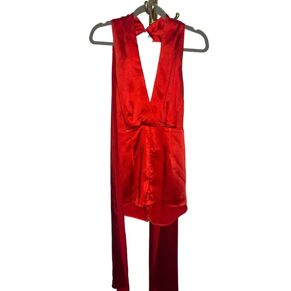 ELLIATT Isabella Playsuit Halter Neck Romper Silk Satin Party Cocktail S